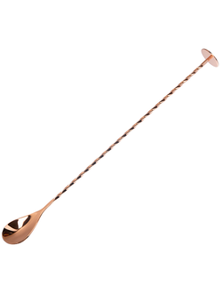 Ложка барменская с плоской кнопкой нержавеющая сталь золотая 25 см, 30 см /1/