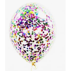 Шары с конфетти ассорти металлик (квадраты)