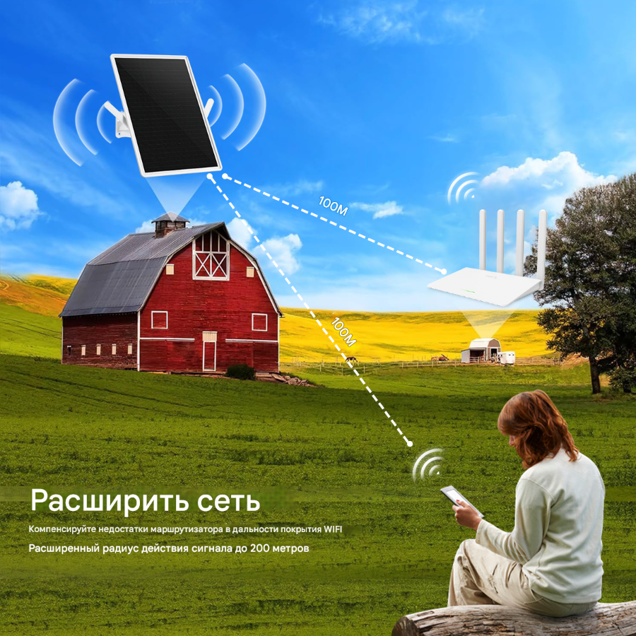 DE/GSR01 Расширитель/повторитель Wi-Fi с автономным питанием, уличное исполнение, до 7 дней автономн
