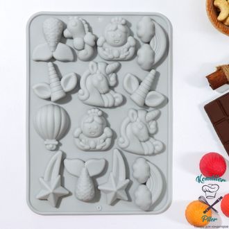 Форма для льда и кондитерских украшений «Волшебство», 14 ячеек, 23×16,5×2 см, цвет МИКС