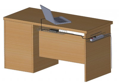 Корзина для фиксации источников питания (крепление под столешницей) 490х105х80 мм, металлик серебристый