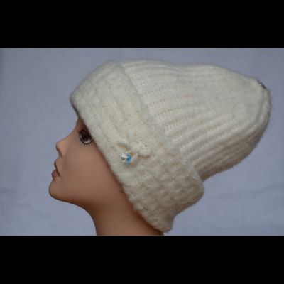 Вязаная белая шапка с отворотом для женщин Vizio Италия 6518 CLR фото