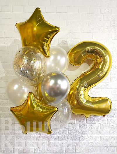 Сет "Белое золото" (10 шариков + 1 цифра)