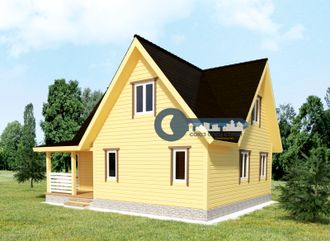 Д-14 ДАЧНЫЙ ДОМ ИЗ БРУСА:ГАБАРИТНЫЕ РАЗМЕРЫ: (7.6Х9М), ОБЩАЯ ПЛОЩАДЬ: 111.6М²