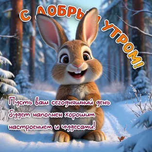 Картинка с кроликом и пожеланием доброго утра
