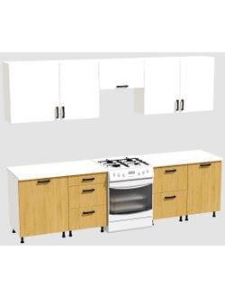 Кухня Эконом 2,1 метра (600х450х600х450) Цвет: Белый/Дуб Сонома