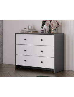 Дольче комод 3 ящика Графит/Белый