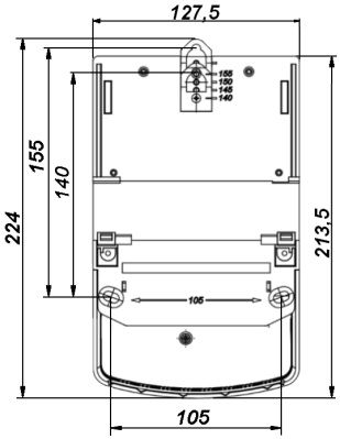 ГАБАРИТНЫЙ ЧЕРТЕЖ СЧЕТЧИКА AD11A.1(I)-BL-G-R-TW (1-2-1)