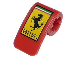 Technic, Panel Curved 2 x 1 x 1 with Ferrari Logo, Black Horse on Yellow Rectangle Pattern, Red (89679pb001 / 6346651)