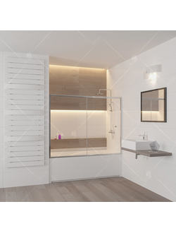 Шторка на ванну раздвижная, одно сдвижное стекло и одно неподвижное