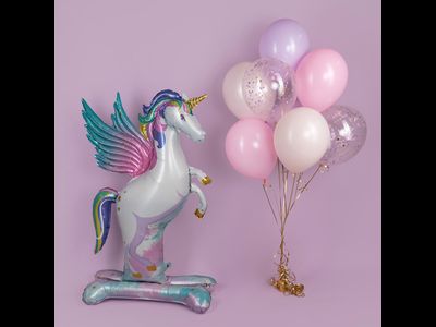 Шар 3D (55&#039;&#039;/140 см) Фигура на подставке, Нежный единорог, Градиент