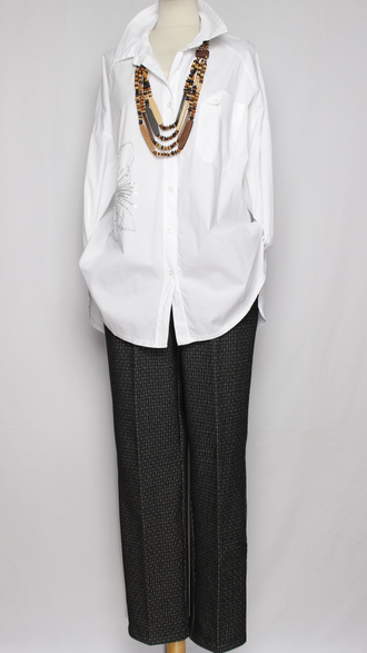 Рубашка хлопок "Серебряный цветок" белая до р.54