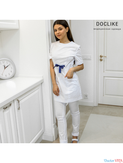 БЛУЗА DOCLIKE DL416 белая с лентой