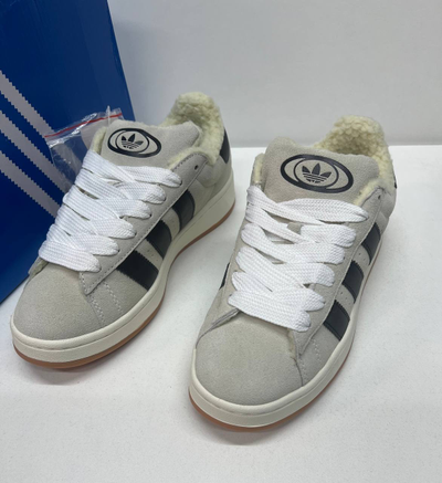 Adidas Campus 00s Crystal White Core Black с мехом