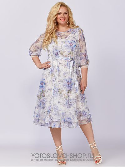 Шифоновое женское платье с цветочным принтом