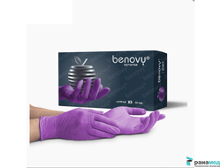BENOVY Nitrile MultiColor, перчатки нитриловые, сиреневые, XS, 50 пар в упаковке