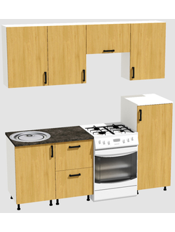 Кухня Эконом 1,5 метра с полуколонкой (1000х500) Цвет: Дуб Сонома/Дуб Сонома