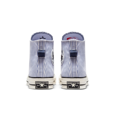 высокие кеды конверс в полоску фото, Кеды Converse Chuck 70 Crafted Stripe Hi Top голубые высокие в