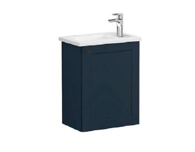 Модуль с квадратной раковиной, Vitra Root Classic, 45 см, с дверцей, матовый темно-синий, правосторонний, 68615