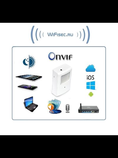 Охранная IP WiFi-LAN видеокамера с ночным видением и аудиоканалом (корпус ИК датчика), встроенный DVR. HD