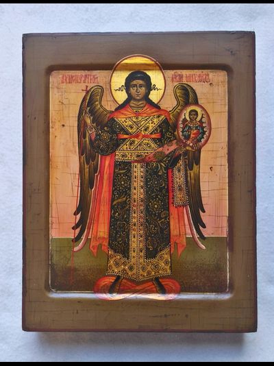 Михаил, Святой Архангел. Рукописная икона 22х28см.