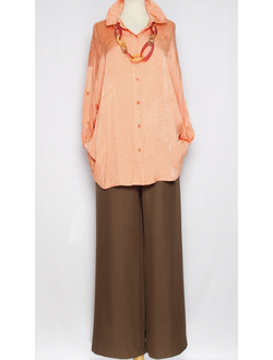 Брюки "Палаццо широкие" коричневые  р.50-56