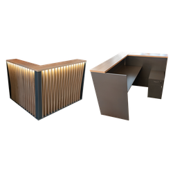 Тучков шоп. Торговое оборудование. Ресепшн. Стойка-ресепшен Гармошка света дерева с подсветкой