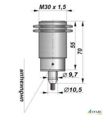 Индуктивный датчик цилиндрический с резьбой И26-NO-NPN (М30х1,5)