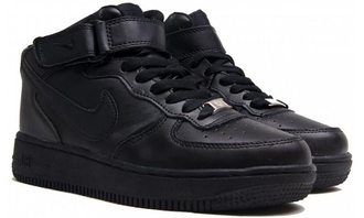 Nike Air Force 1 Mid All Black с мехом