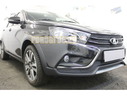 Защита радиатора Lada Vesta Cross 2018- / Vesta SW Cross 2018- (2 части) black низ
