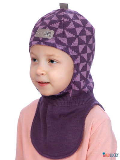 Шапка-шлем 20201-07 х/б подклад, баклажановый,сиреневый  54-56