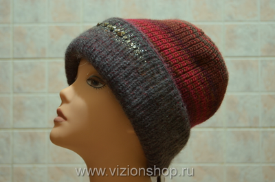 вязаная двусторонняя шапка итальянская женская
