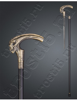 Опорная прогулочная трость с рукоятью в виде черепа