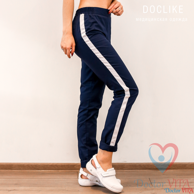 Брюки-слимы DOCLIKE SLIM DL233/1 синие с лампасами