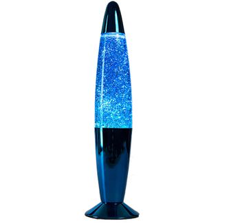Лава лампа синяя блестки ХРОМ 35 см