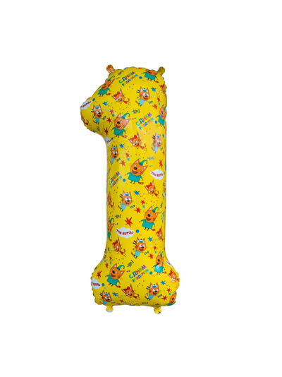 Фольгированная цифра с гелием "Три кота 1" 86 см