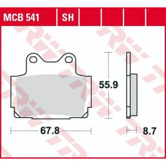 Тормозные колодки задние TRW MCB541SH для Yamaha (Sinter Street SH)