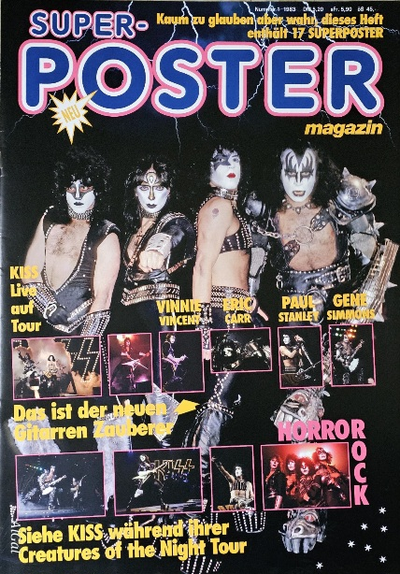 Kiss Super Poster Magazine Ace Frehley, Paul Stanley, Peter Criss, Gene Simmons Inside