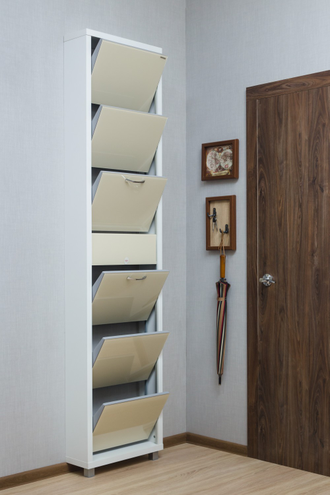 Обувница Айрон-6 Плюс (фасад стекло Капучино)