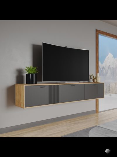 ТВМ-9 Тумба под ТВ Дуб Крафт Золотой/Карбон Вулкан