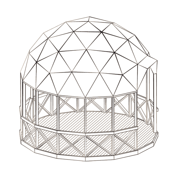 Каркас геодезической беседки, диаметр 5 метров