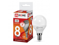 Лампа светодиодная ASD/inHome VC шар P45 E14 8W(720lm) 6500K 6K 83x45 (без пульсации) 4882