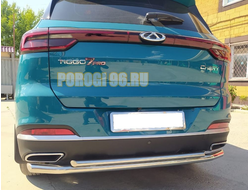 Защита заднего бампера двойная d60/42 для Chery Tiggo 7 Pro 2021-