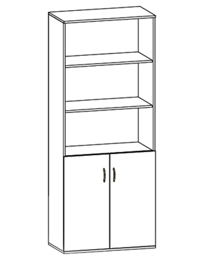 Графический рисунок шкафа для документов "Гермес" полуоткрытого.