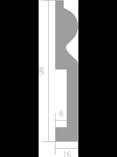 Плинтус Ultrawood BASE 018, ЛДФ-декор, влагостойкий, ударопрочный, 2м, под покраску.