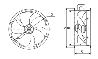 Вентилятор осевой крепление на фланце (ЦЕНА ПО ЗАПРОСУ)