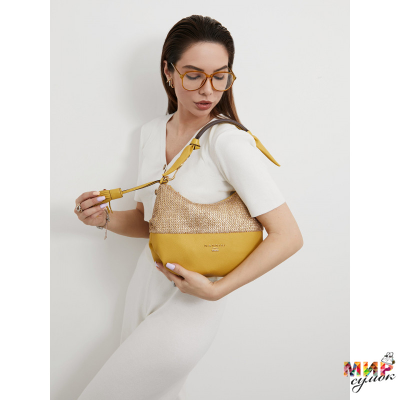 СУМКА ЖЕНСКАЯ NANNINI 17242-A ЖЕЛТОГО ЦВЕТА ИЗ НАТУРАЛЬНОЙ КОЖИ