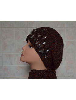 берет с камнями разноцветный и шарф vizio италия купить