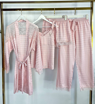 Домашняя одежда Виктория Сикрет 4в1 цвет пудра