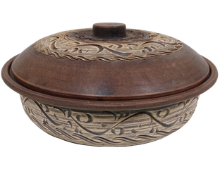 Глиняная сковорода с крышкой